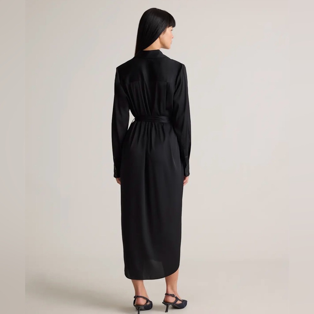 Quince black stretch washable silk shirtdress size small- NWOT - Picture 5 of 16